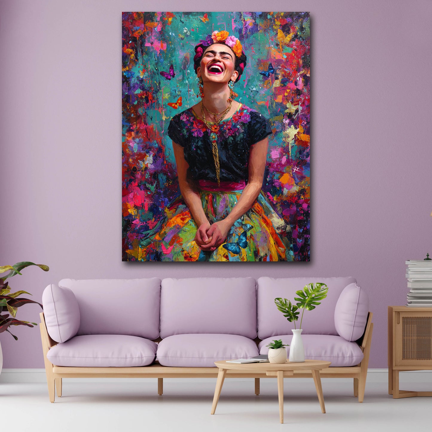 Pop Art Frida ritratto colorato donna sorridente quadro