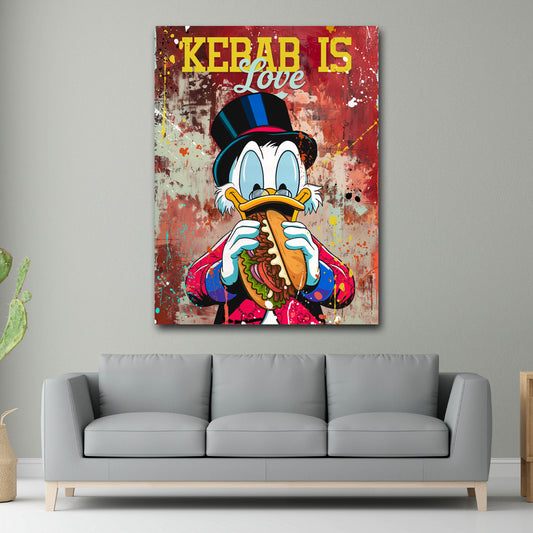 Pop Art fumetto duck kebab amore quadro