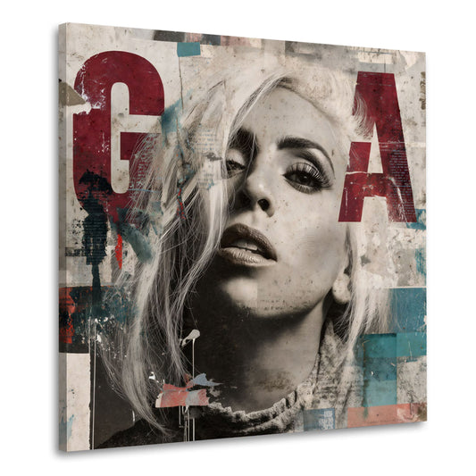Pop Art Gaga ritratto in bianco nero con tipografia quadro