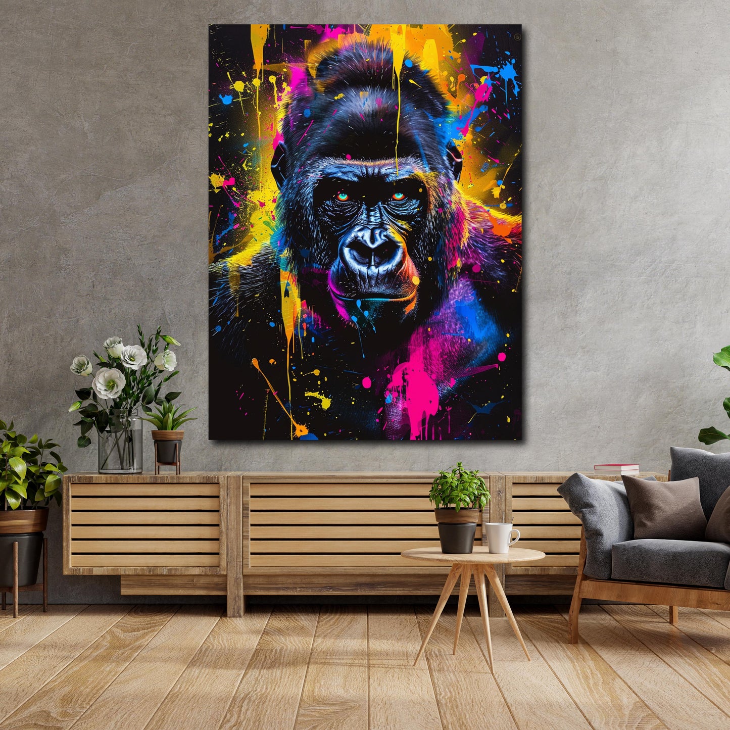 Pop Art gorilla colorato espressione vivace quadro