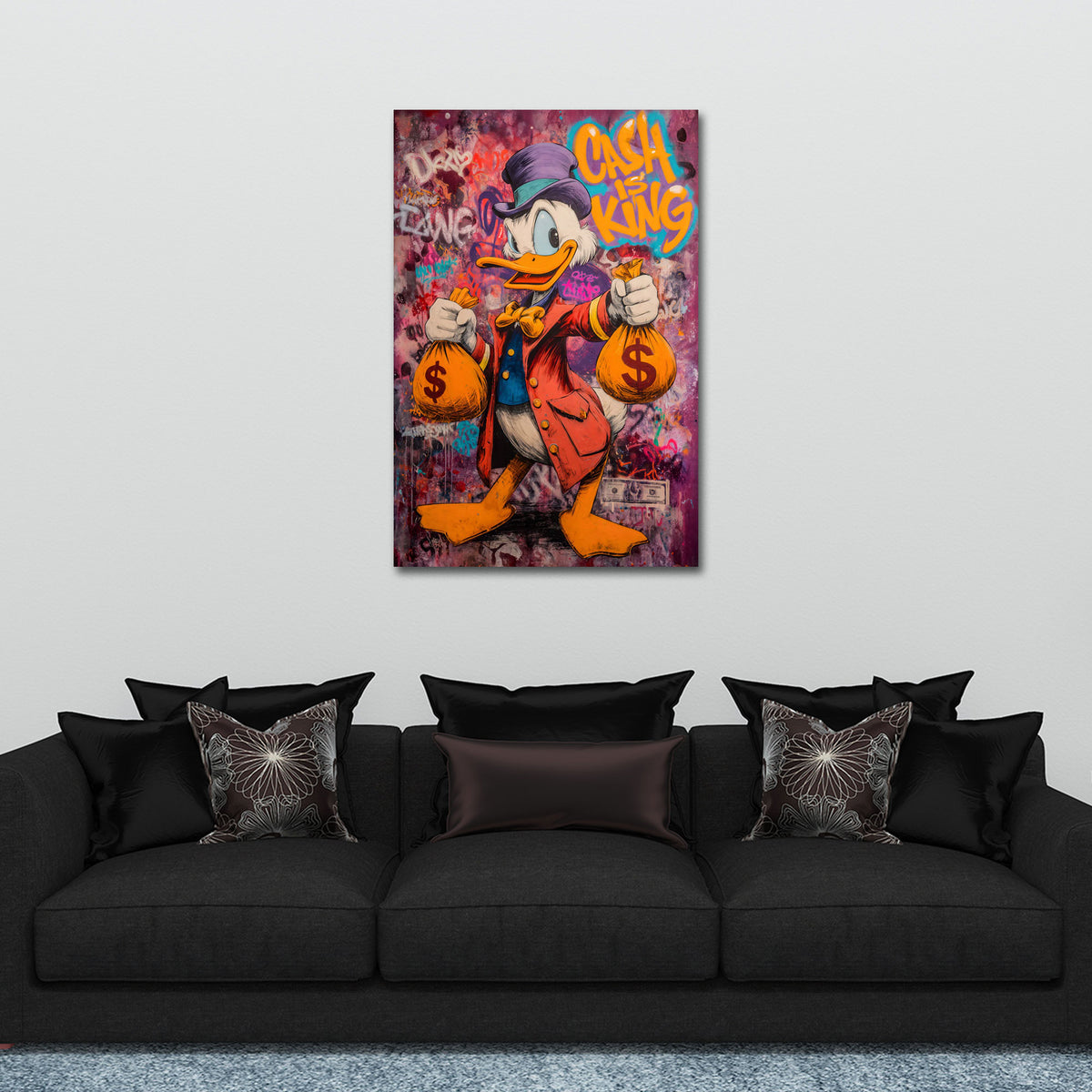 Pop Art graffiti anatra soldi dollari ricchezza business successo quadro