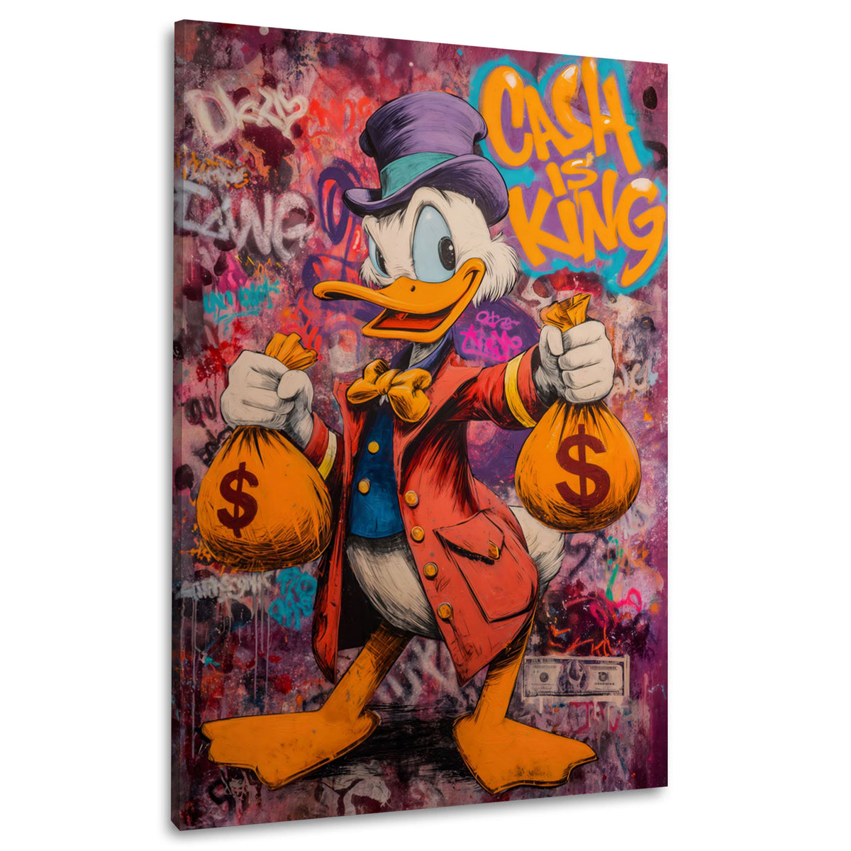 Pop Art graffiti anatra soldi dollari ricchezza business successo quadro
