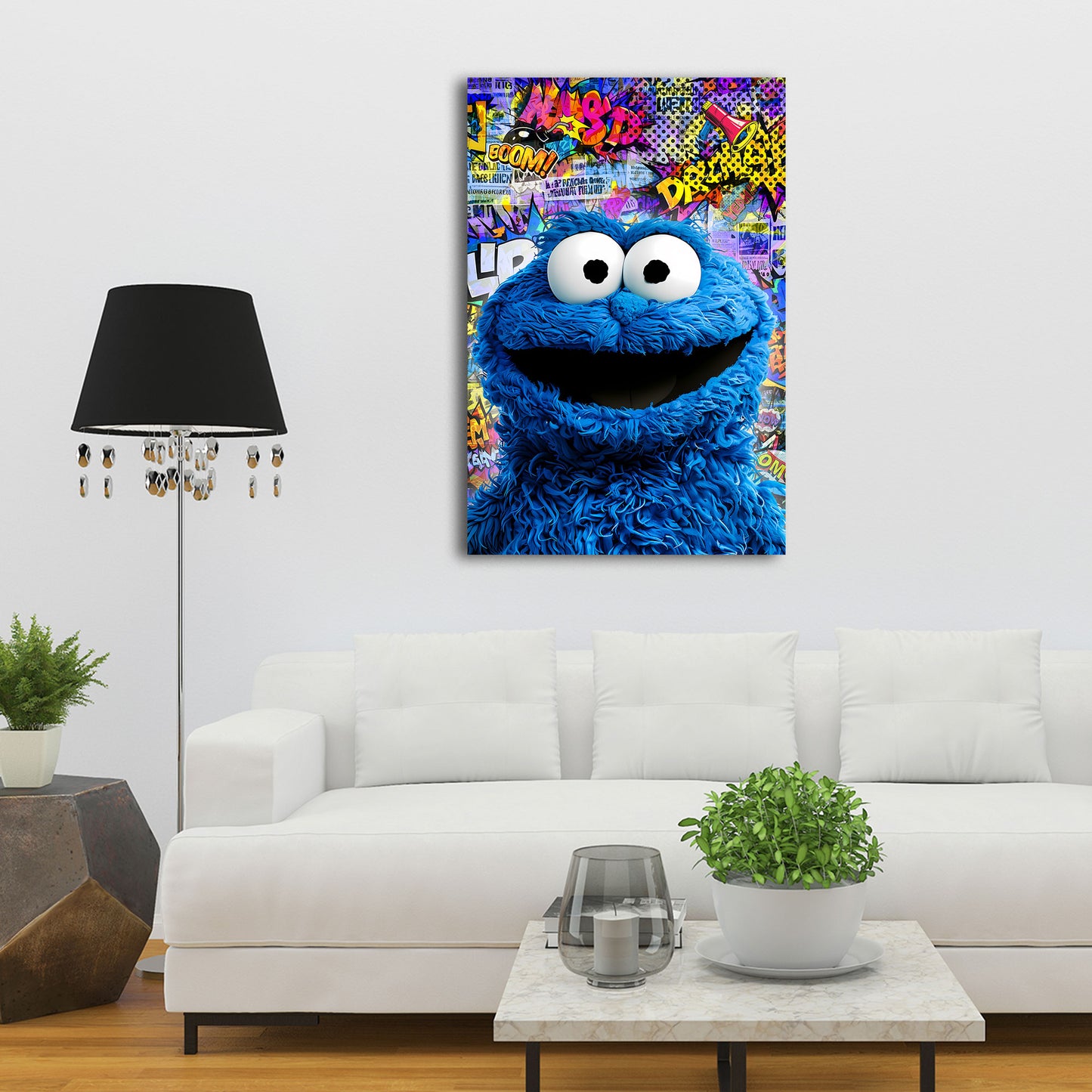 Pop Art graffiti colorata mostro blu quadro