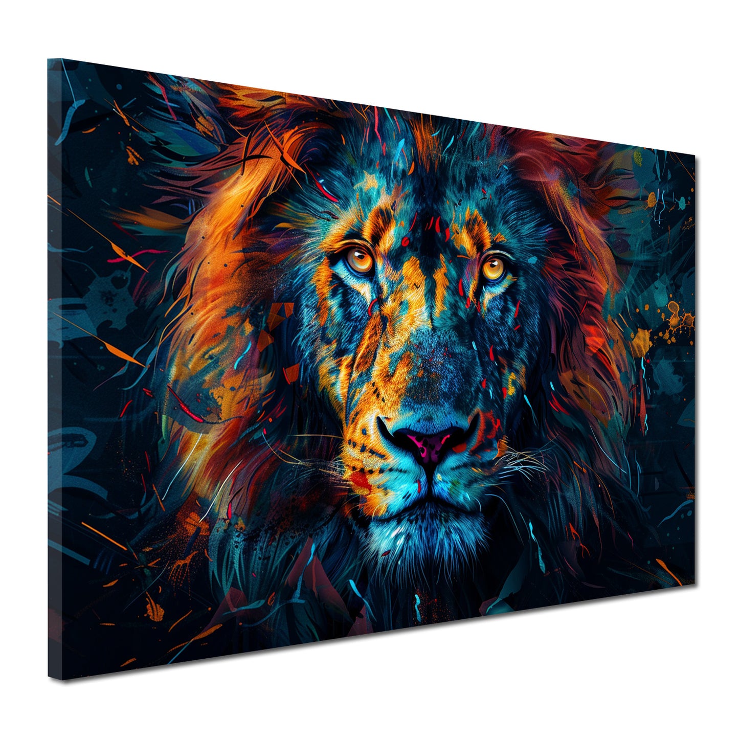 Pop Art leone colorato sguardo intenso quadro