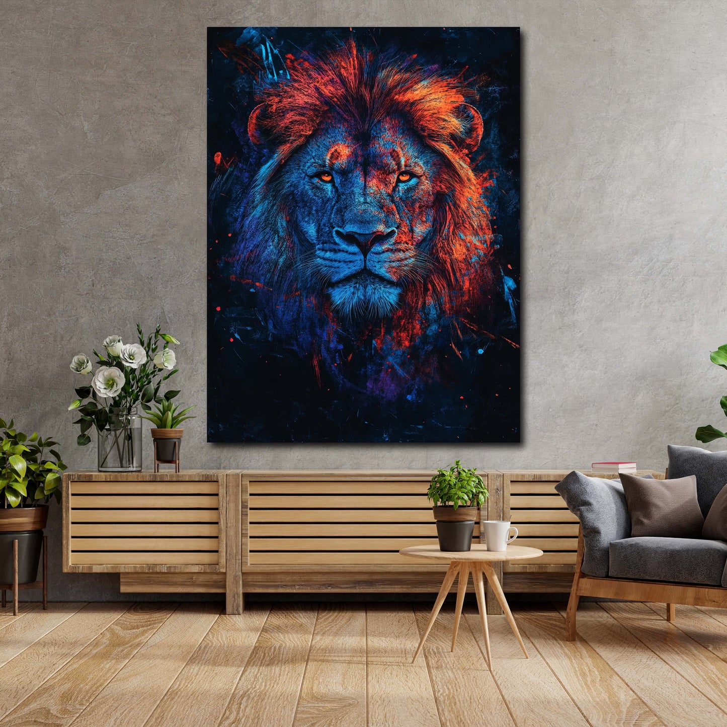 Pop Art leone maestoso colori accesi quadro