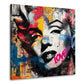 Pop Art Marilyn ritratto bianco nero con accenti di colore quadro