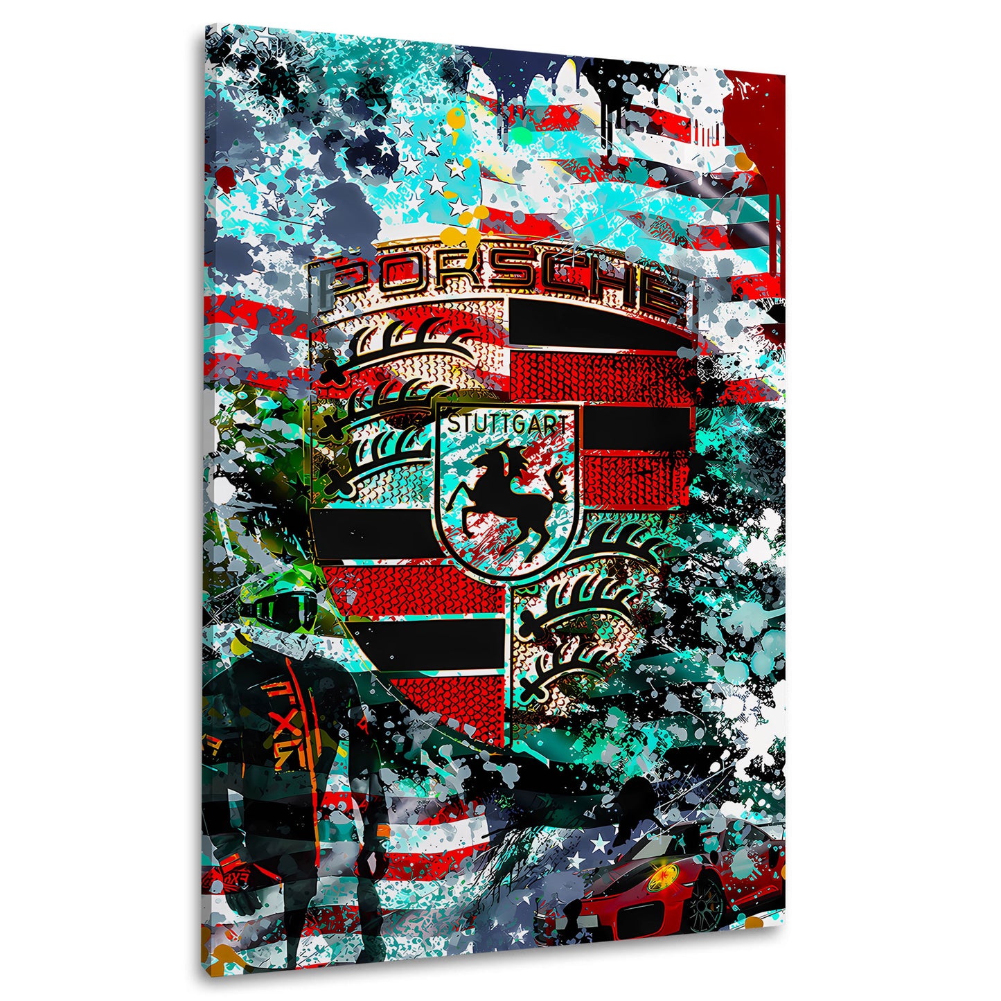 Pop Art Porsche stemma auto sportiva america quadro