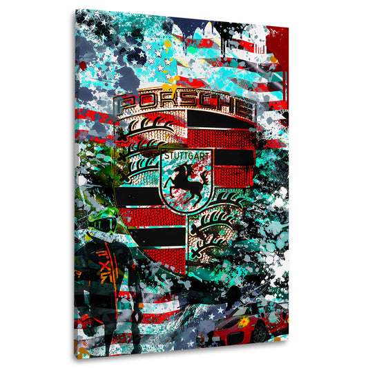 Pop Art Porsche stemma auto sportiva america quadro