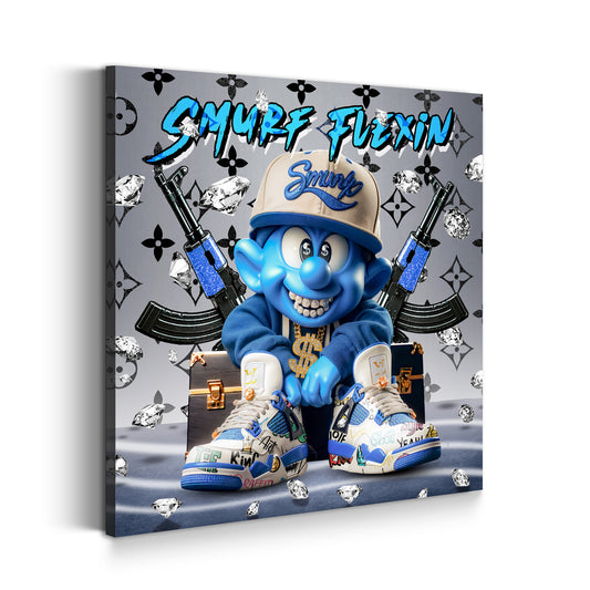 Pop Art puffo con catena sneakers e diamanti quadro