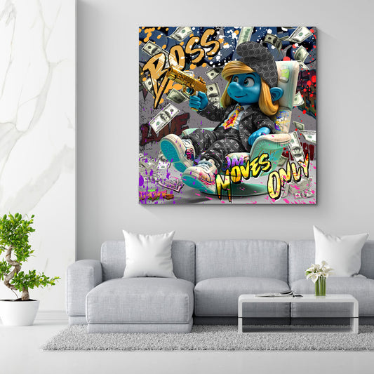 Pop Art puffo ricco con soldi e vestito di lusso quadro