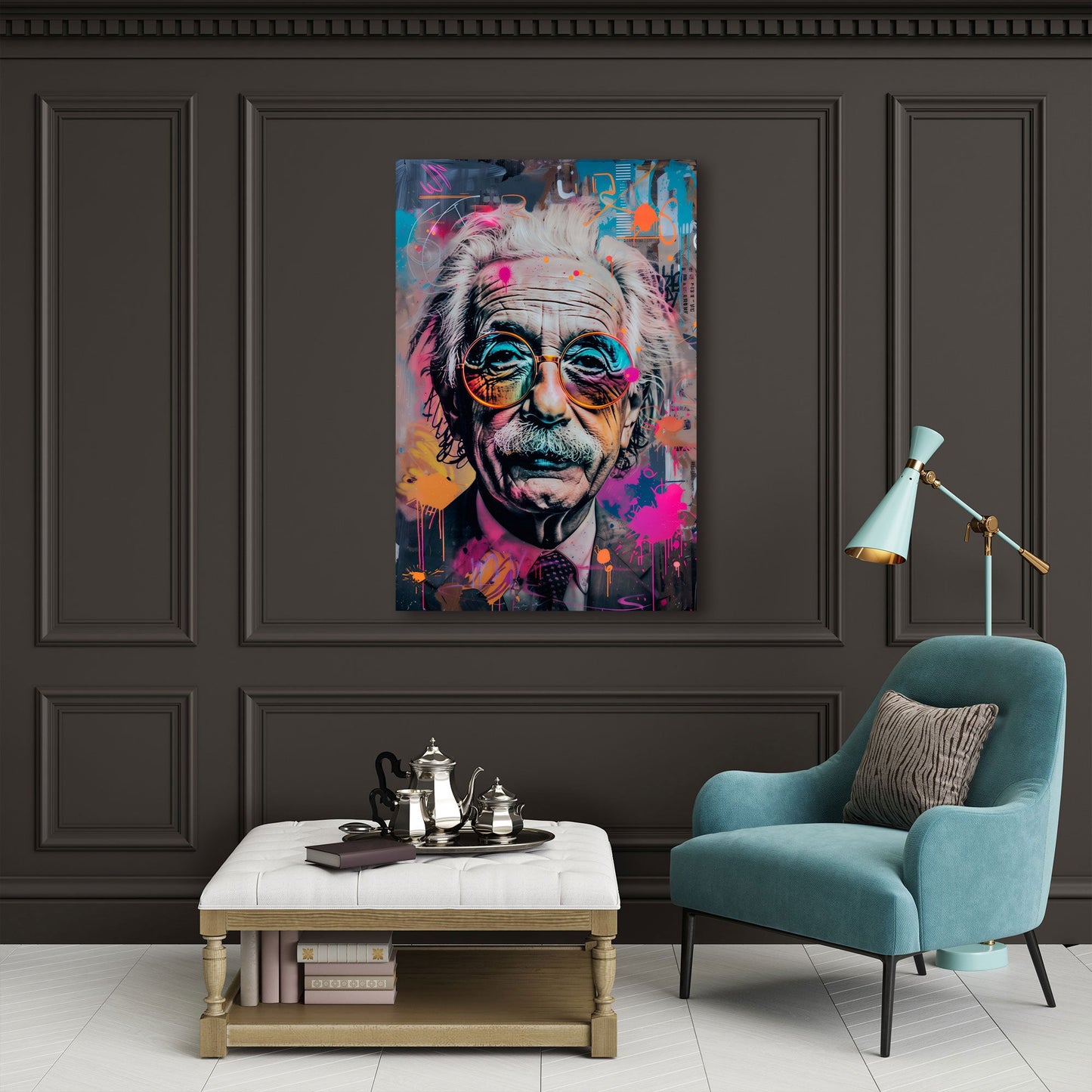 Pop Art ritratto Albert scienziato cool colori vivaci quadro