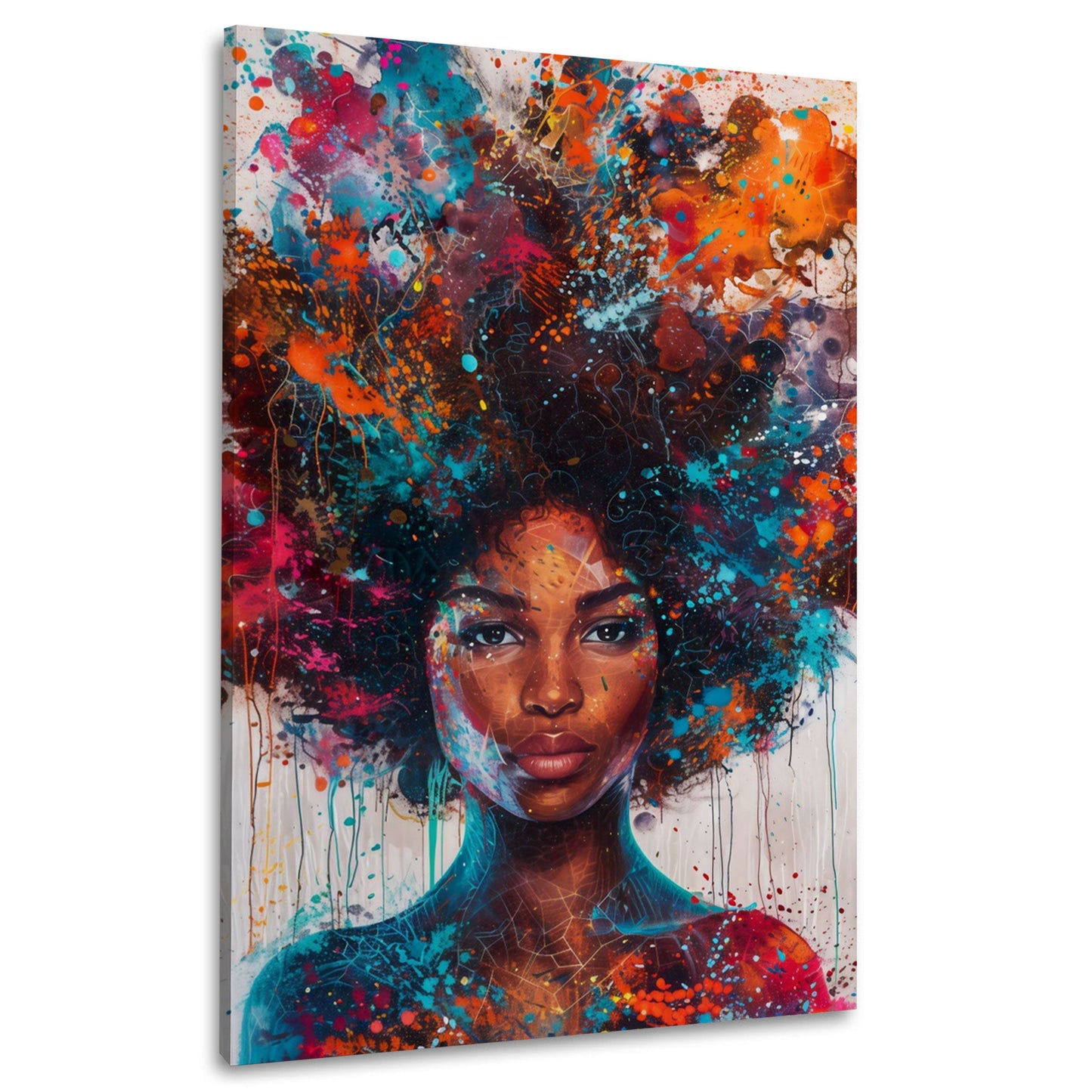 Pop Art ritratto donna africana capelli afro colori quadro