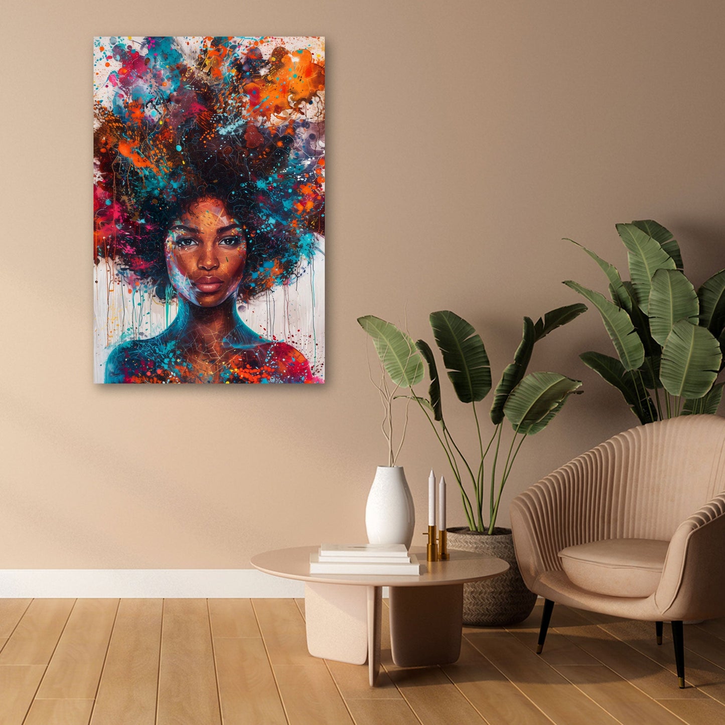 Pop Art ritratto donna africana capelli afro colori quadro