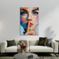 Pop Art ritratto donna colorato occhi blu arte moderna quadro