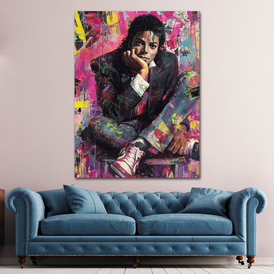 Pop Art ritratto Jackson seduto con sneakers quadro