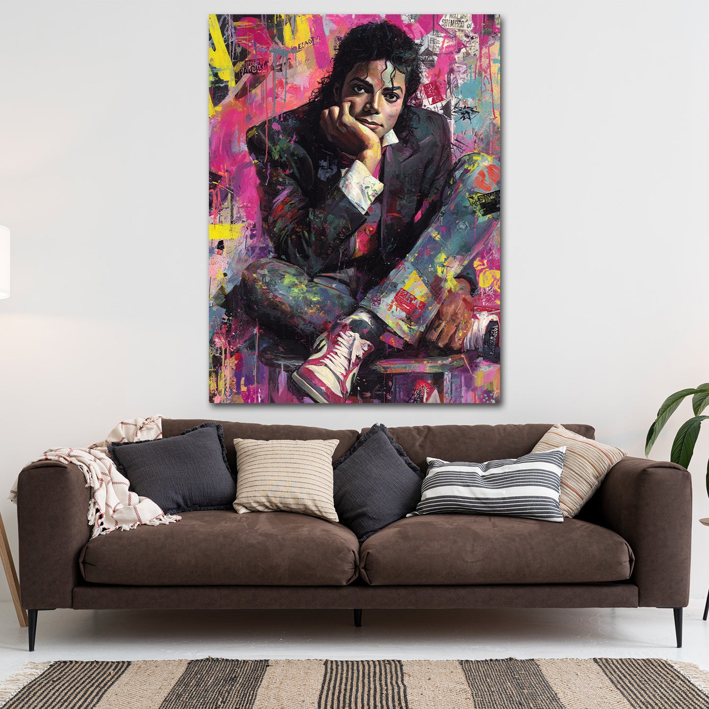 Pop Art ritratto Jackson seduto con sneakers quadro