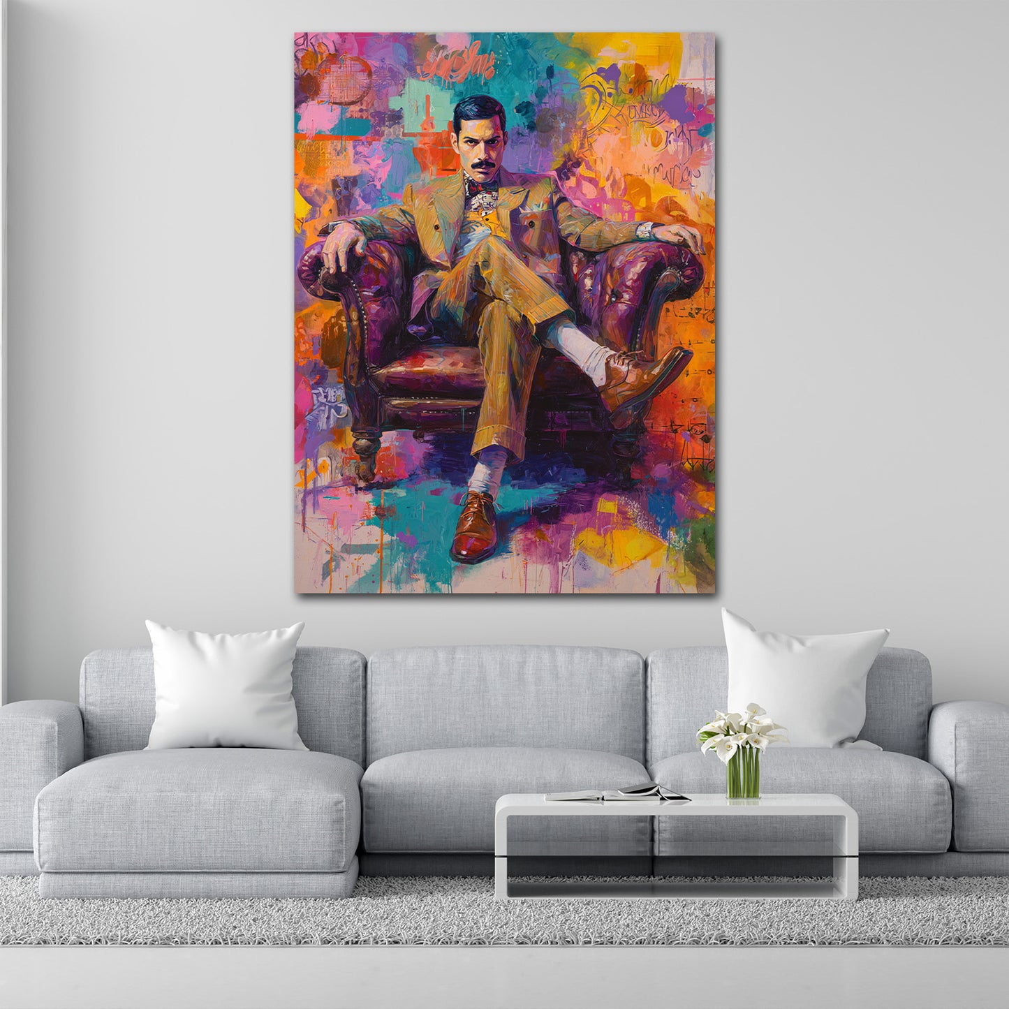 Pop Art ritratto Mercury su poltrona vintage quadro