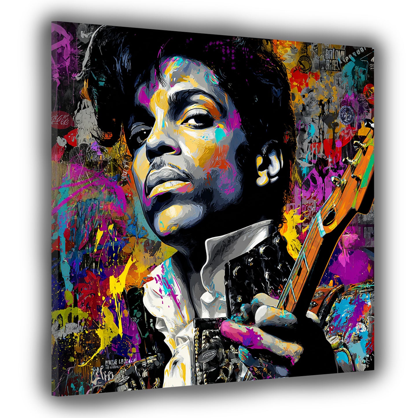 Pop Art ritratto Prince con chitarra colorata quadro