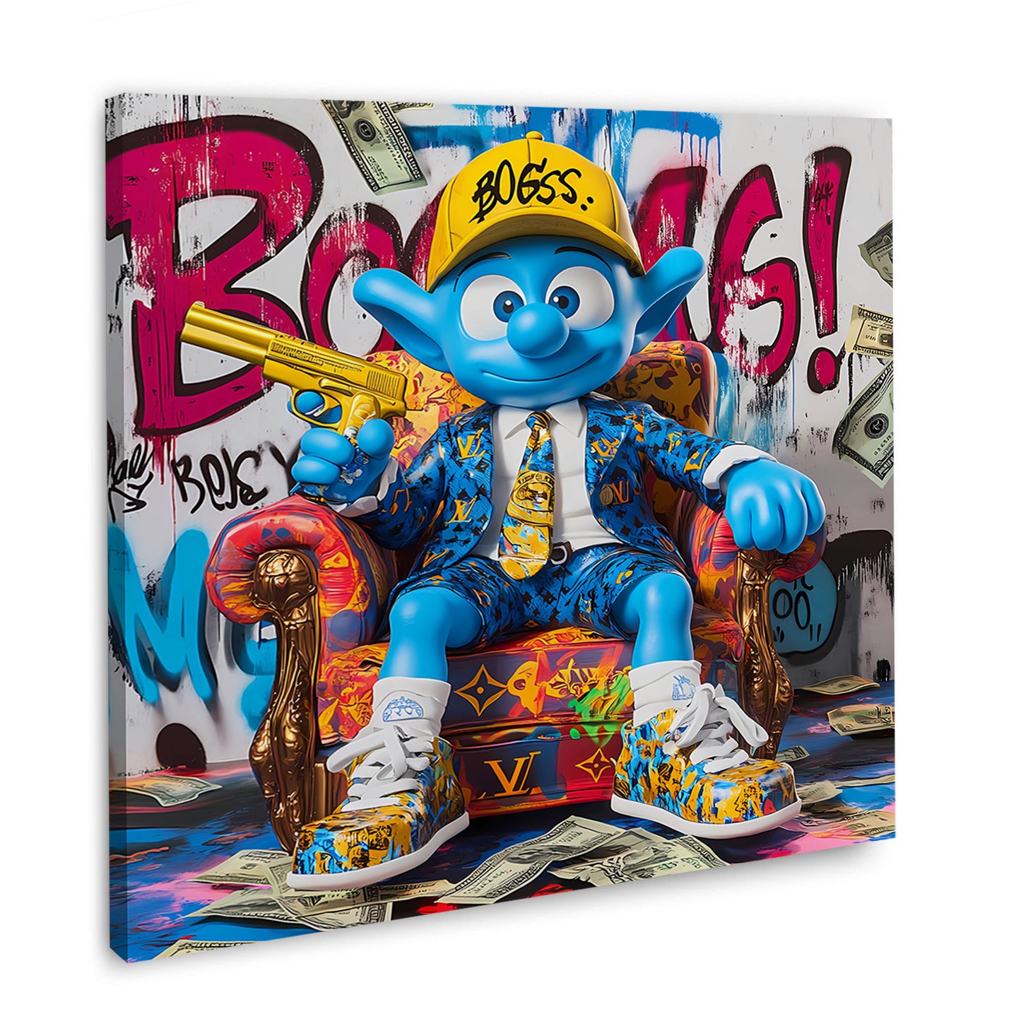 Pop Art Smurf personaggio blu con stile boss quadro