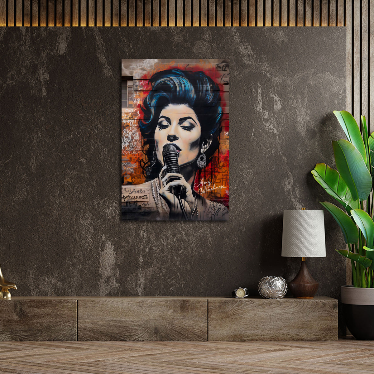 Pop Art street art cantante ritratto microfono graffiti quadro