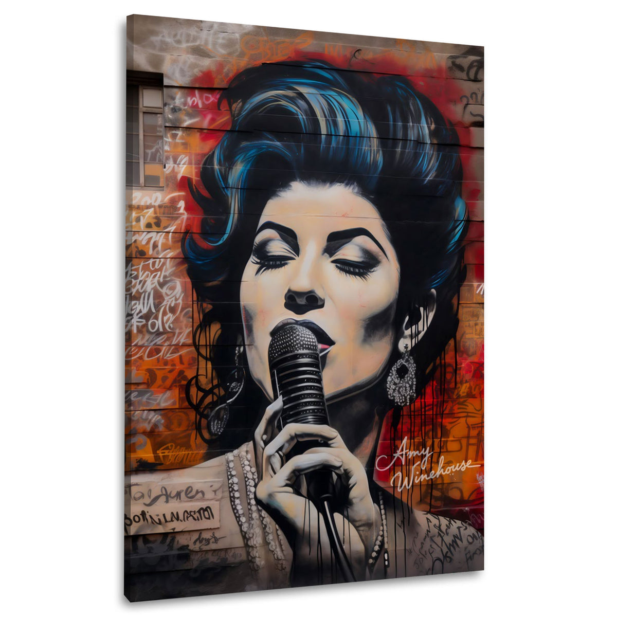 Pop Art street art cantante ritratto microfono graffiti quadro