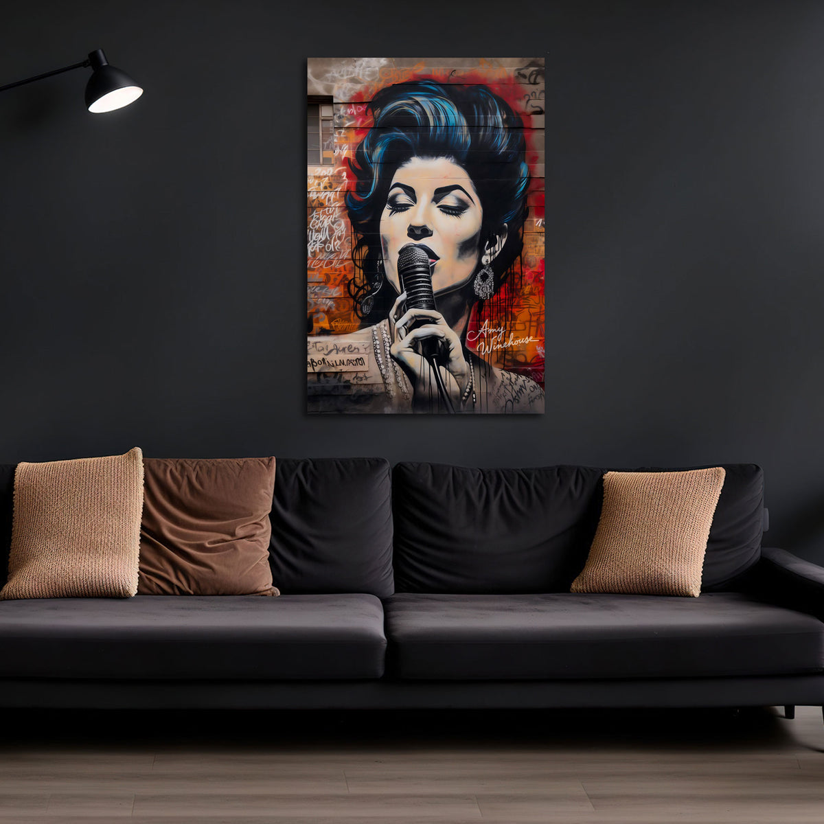 Pop Art street art cantante ritratto microfono graffiti quadro