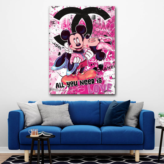 Pop Art topi amore chanel rosa bacio quadro