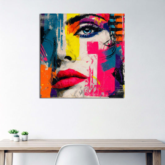 Pop Art volto donna ritratto colorato quadro