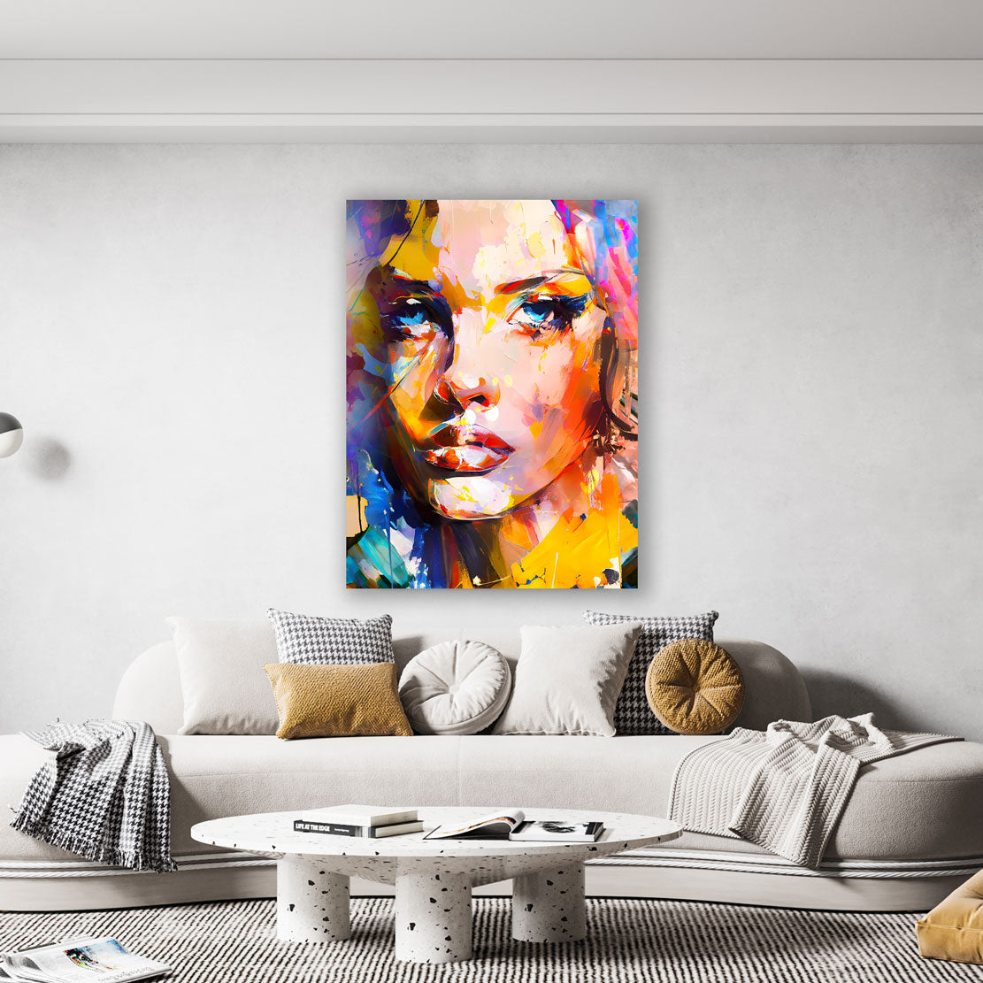 Pop Art volto femminile astratto colorato quadro