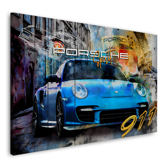 Porsche blu urbano sport design moderno quadro