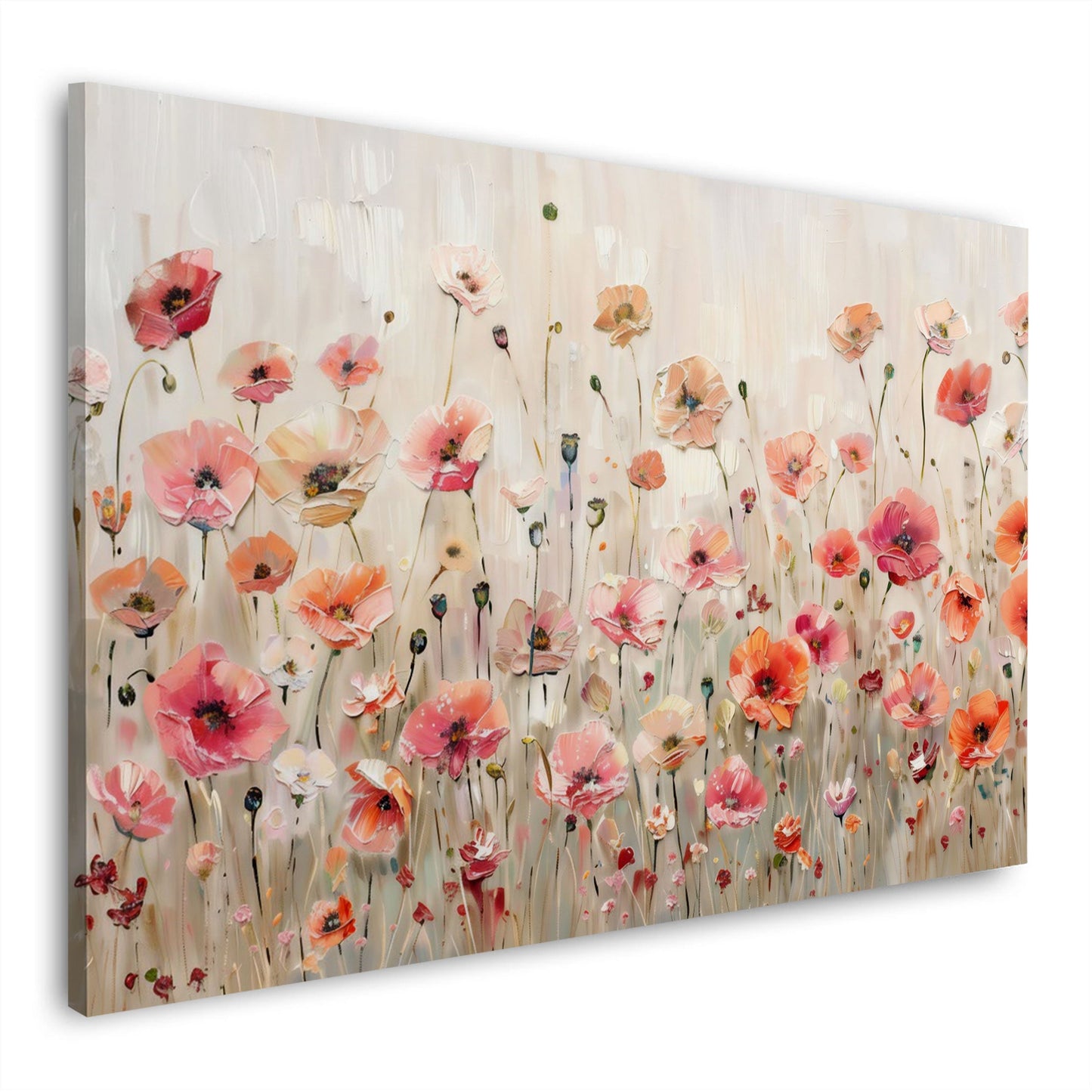 Prato papaveri colorati dipinto dai colori vivaci quadro