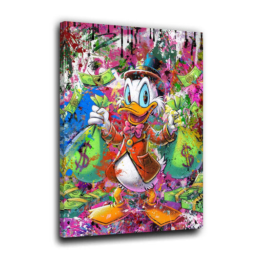 Qaudro Pop Art Duck Money Abstract Style, Comic