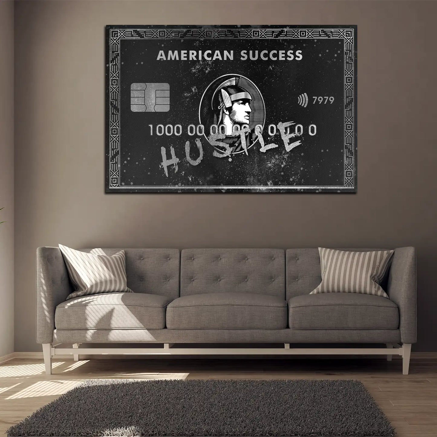 Quadro motivazionale Hustle Silver Soldi e Mindset