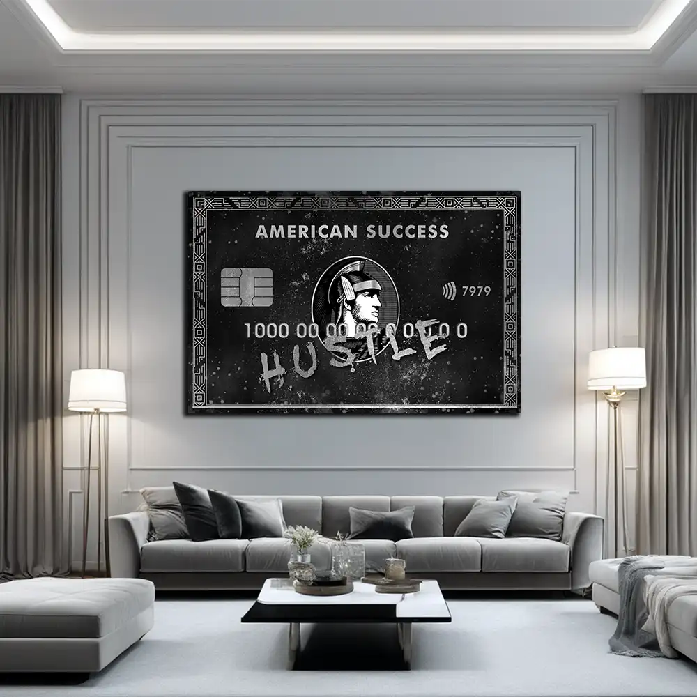 Quadro motivazionale Hustle Silver Soldi e Mindset