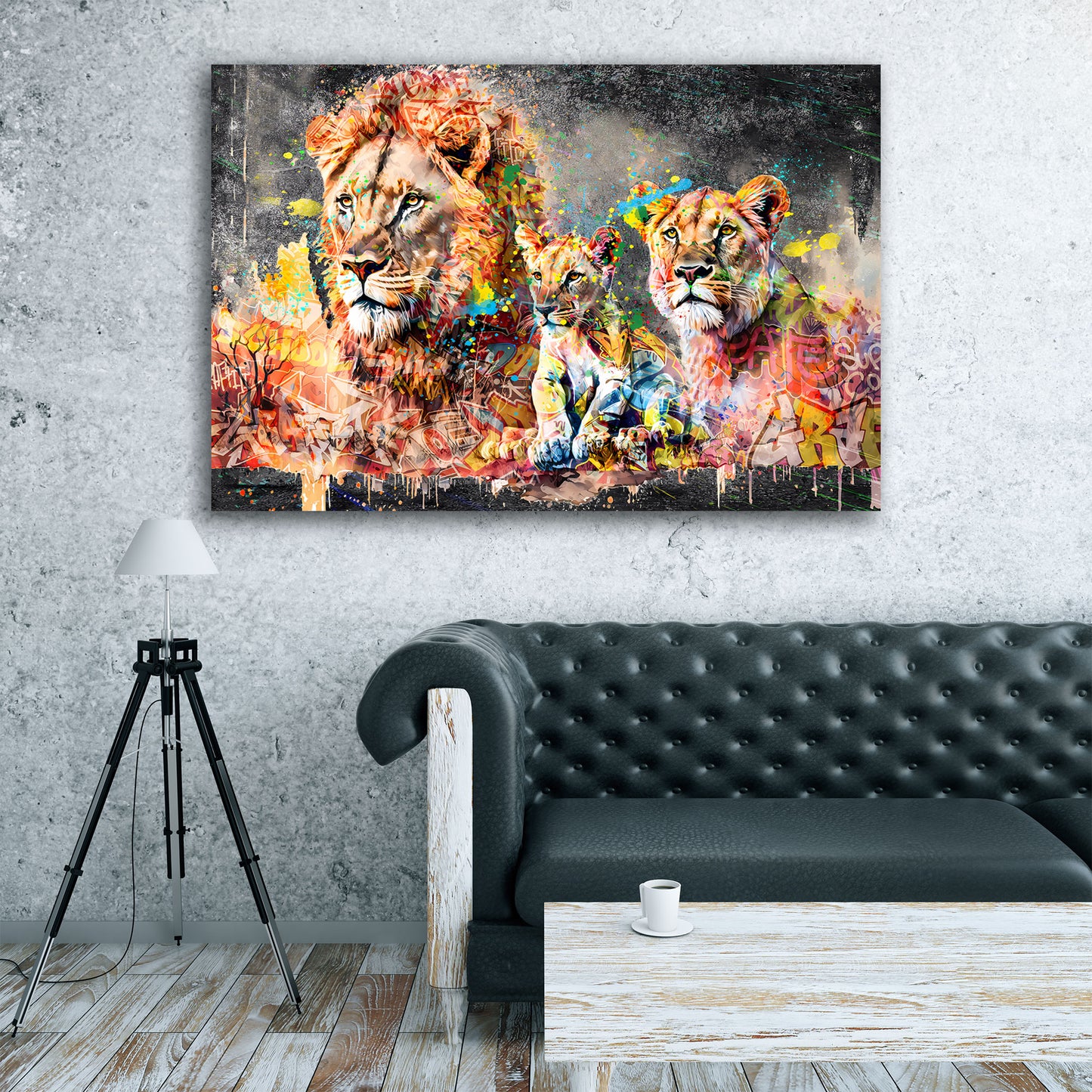 Quadro moderno leoni Graffiti Street Art Style