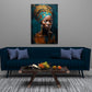 Ritratto africano donna turbante gioielli eleganza arte quadro