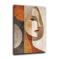 Ritratto astratto donna forme geometriche colori caldi quadro