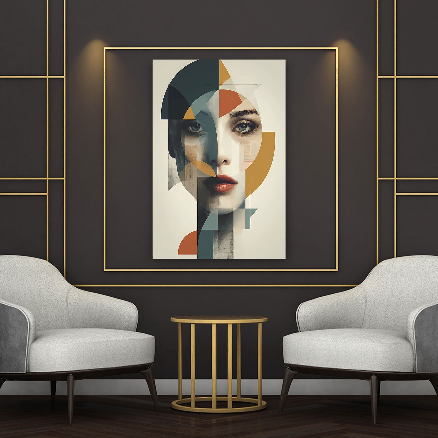 Ritratto astratto femminile arte geometrica quadro