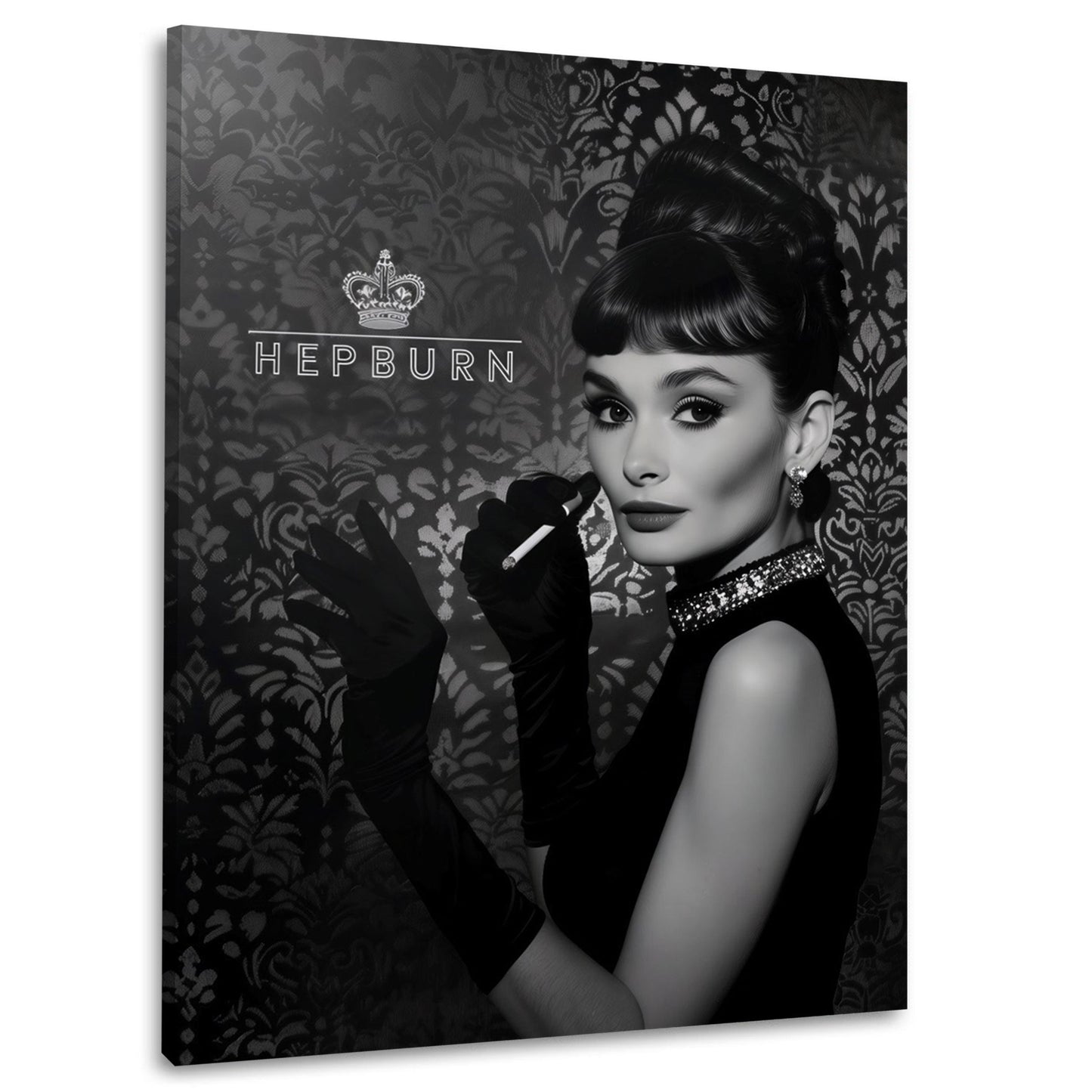 Ritratto Audrey elegante bianco nero icona stile classico quadro