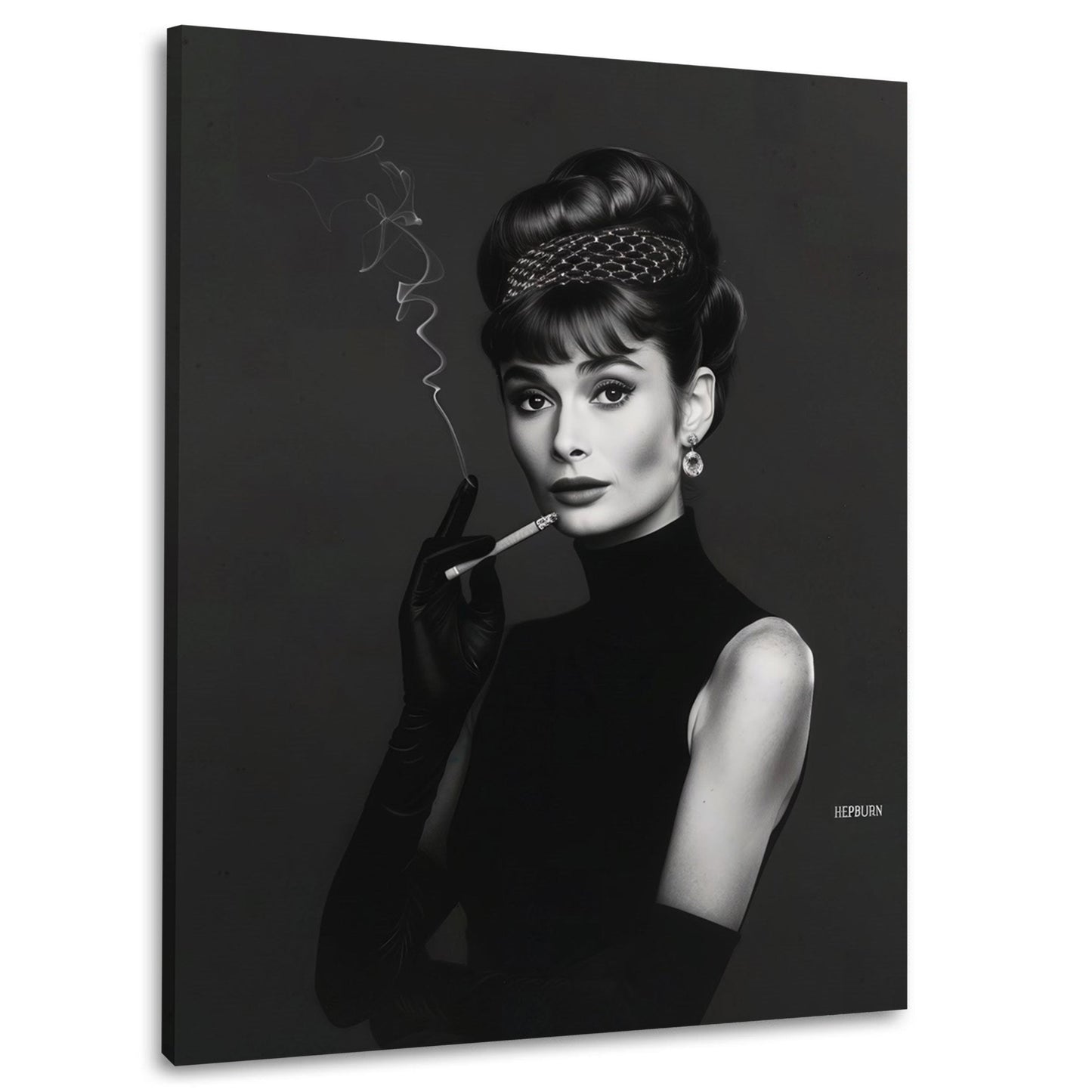 Ritratto Audrey elegante minimal bianco nero icona stile quadro