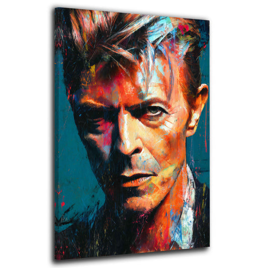 Ritratto Bowie pop art colorato volto musicale quadro