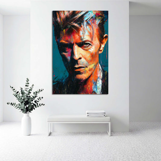 Ritratto Bowie pop art colorato volto musicale quadro