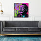 Ritratto di Dalí con baffi in viola neon stile Pop Art quadro