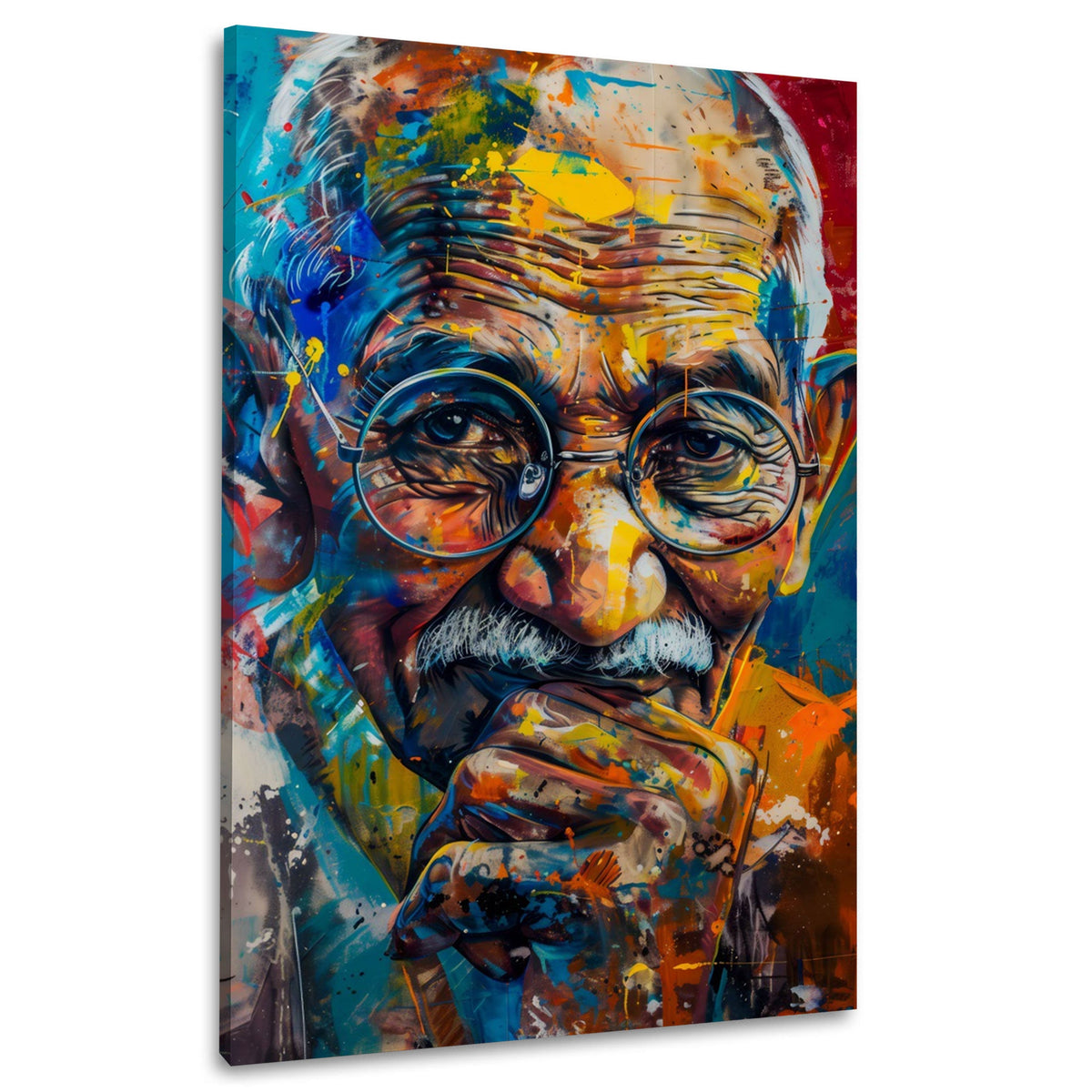 Ritratto di Gandhi con schizzi di colore moderno quadro