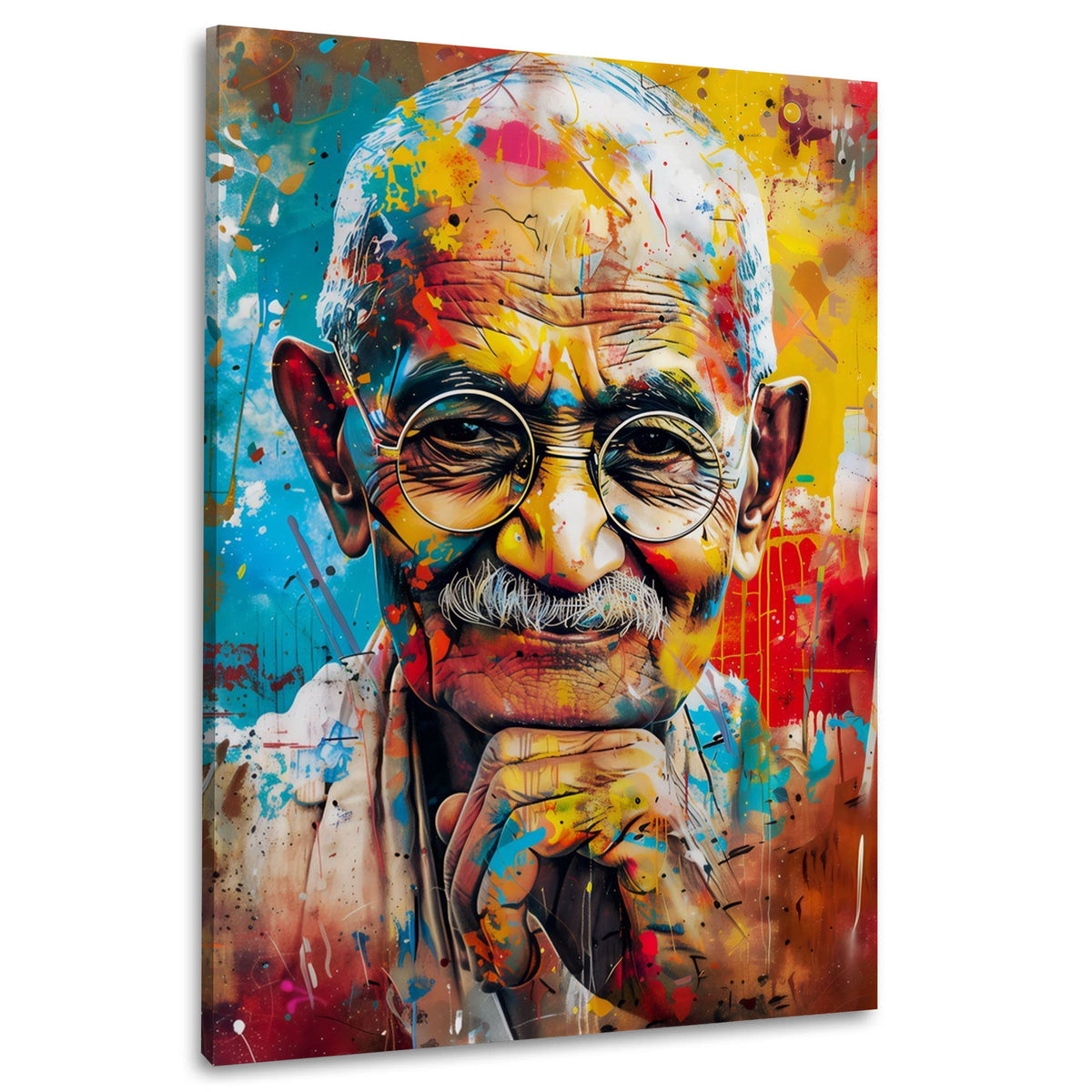 Ritratto di Gandhi in colori vivaci ed espressivo quadro