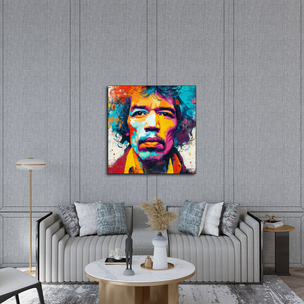 Ritratto musicista astratto quadro in soggiorno