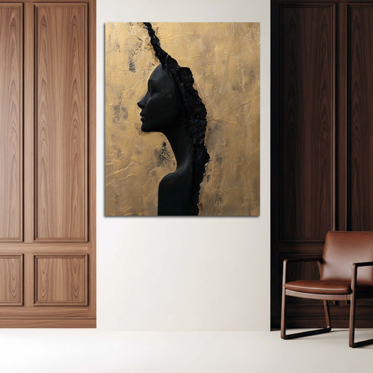 Ritratto donna africana arte astratta nero oro quadro