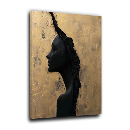 Ritratto donna africana arte astratta nero oro quadro