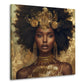 Ritratto donna africana corona oro gioielli eleganti quadro