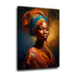Ritratto donna africana turbante colorato luce calda quadro